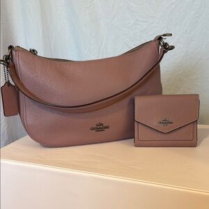 Coach Pink Leather Women's Bag and Wallet Set